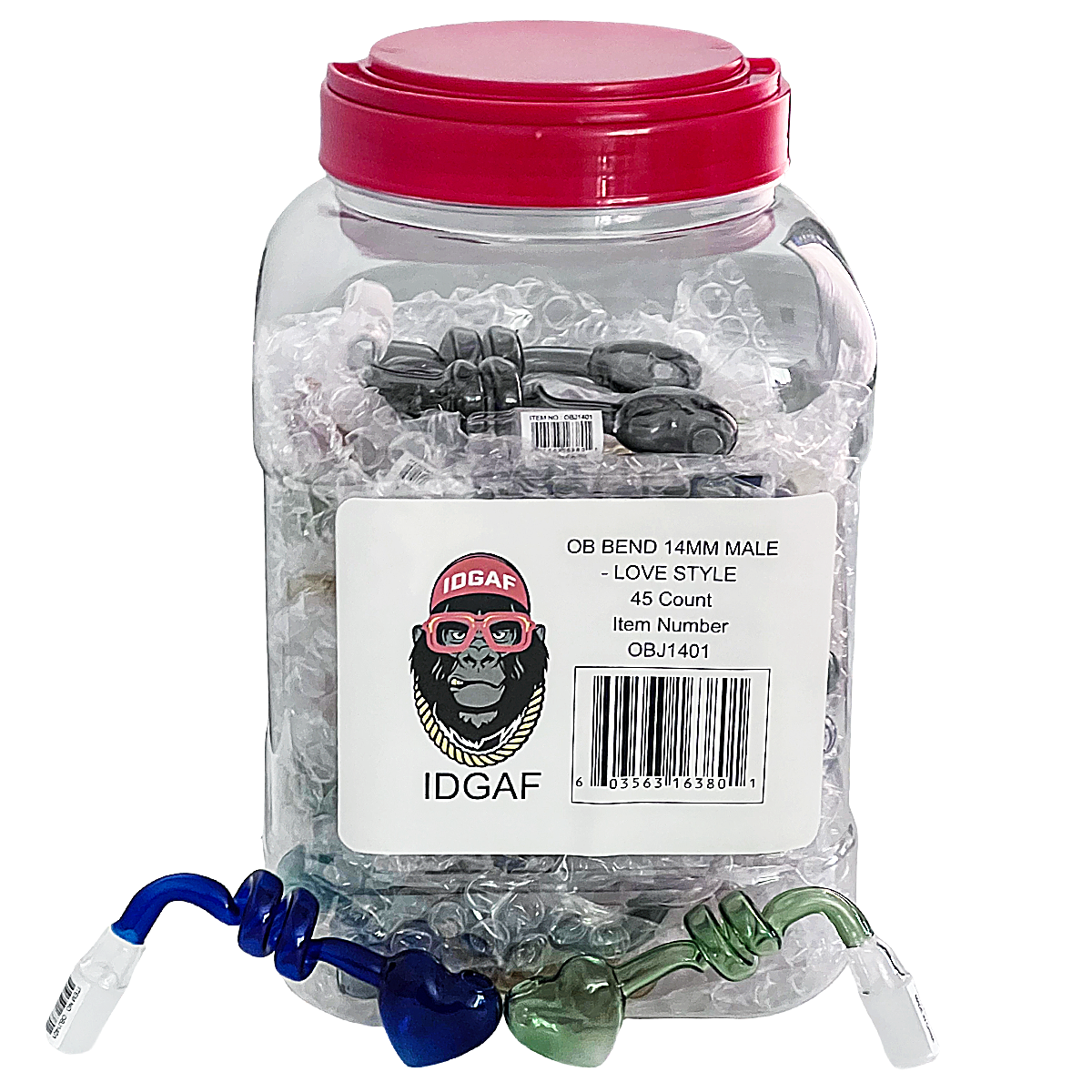 Full Color Bent Heart With Spiral Design OB (OBJ1401) | 14mm | Male | 45 Count Display product image